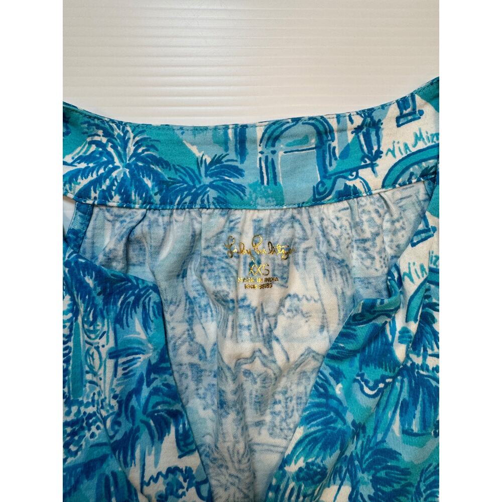 Lilly Pulitzer Lindy Dress XXS Amalfi Blue Swing Shift Resort Tropical Cotton - Picture 5 of 12